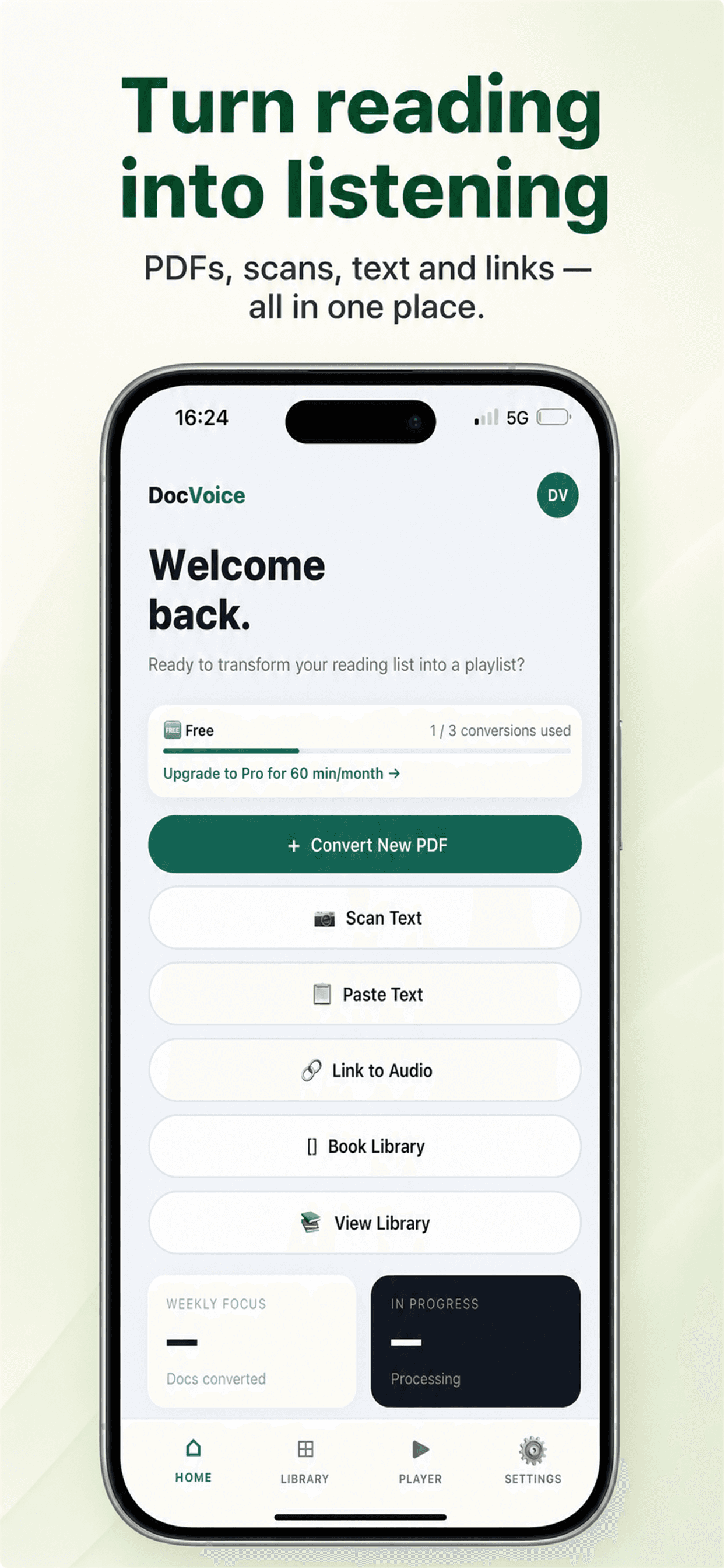 DocVoice home screen